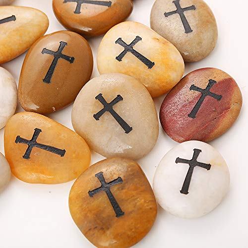 24PCS CROSS RockImpact Engraved Inspirational Stones, Sentimental Gifts, Blessing Motivational Treat - Image 2