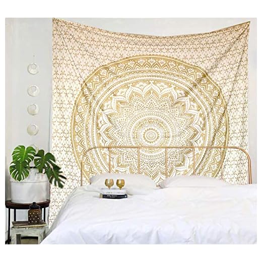 Raajsee - Exclusivo tapiz con diseño de mandala, color dorado.