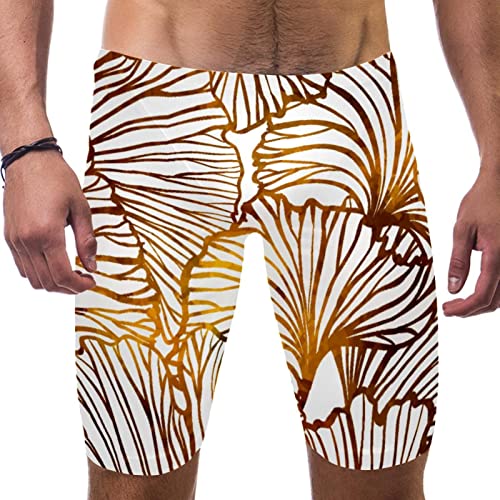 Jammers de natación para hombre de HUI JIN SHOP con estampado de hojas doradas
