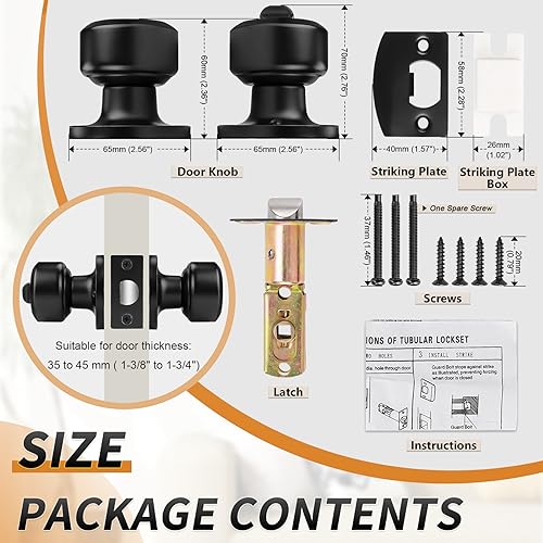 Bouton de porte noir de qualité supérieure Probrico pack de 5 robuste