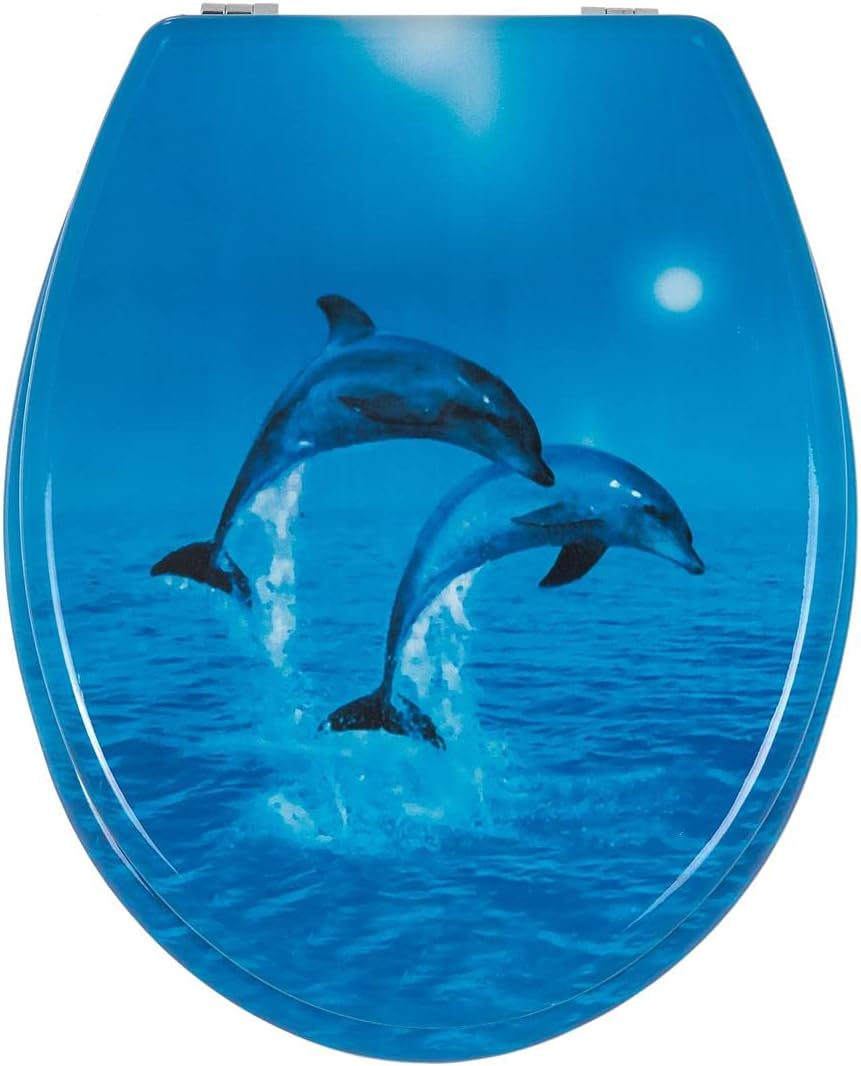 HKTHQ Wooden Toilet SEAT MDF Novelty Toilet SEAT Retro WC Printed Funky Pattern Fabulous Universal Design Resin Coated Premium Chrome Hinges (PN171)