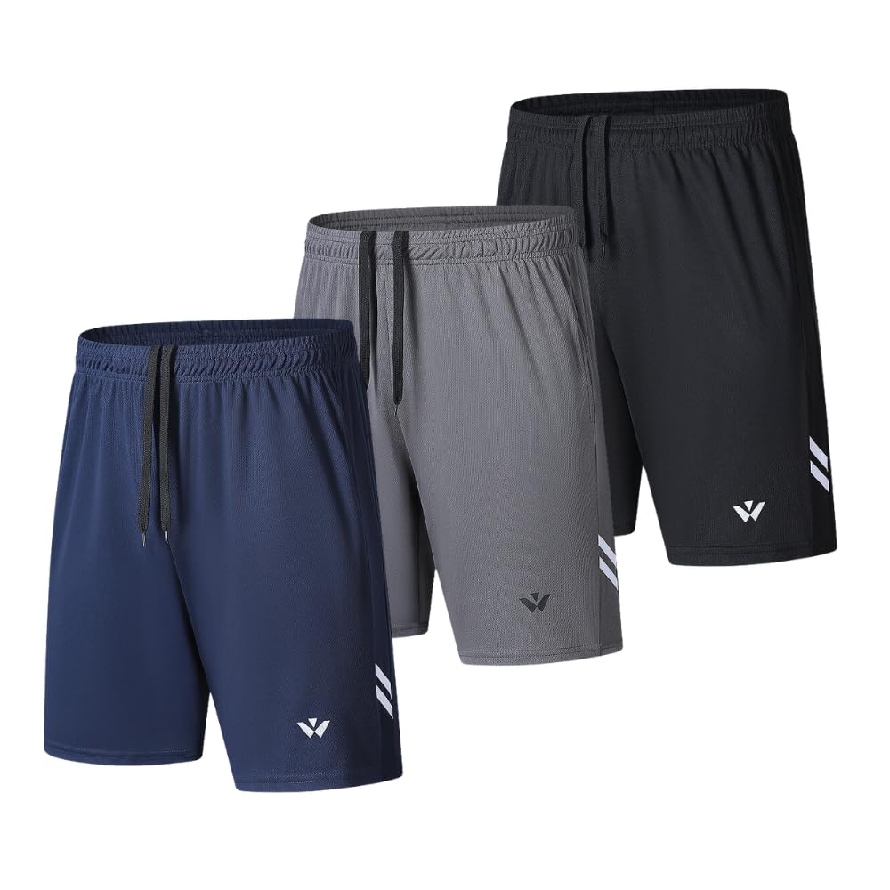 3 5 Pack Athletic Gym Mens Shorts Quick Dry Basketball Shorts with Pockets for Workout Running Casual Activewear