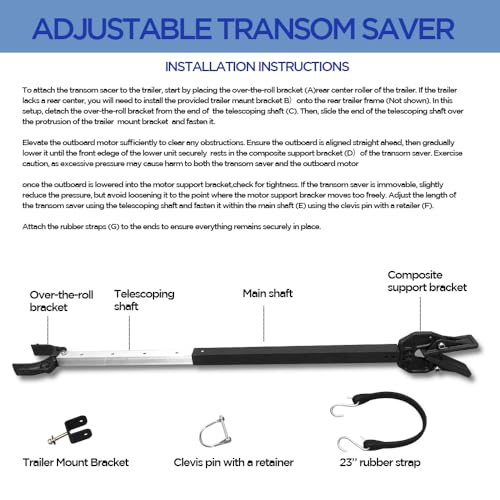 Image of Boat Transom Saver Adjustable Shock Absorbing Boat Transom Saver with Composite Head Ideal for Holds Engine, Roller and Trailer Mounts