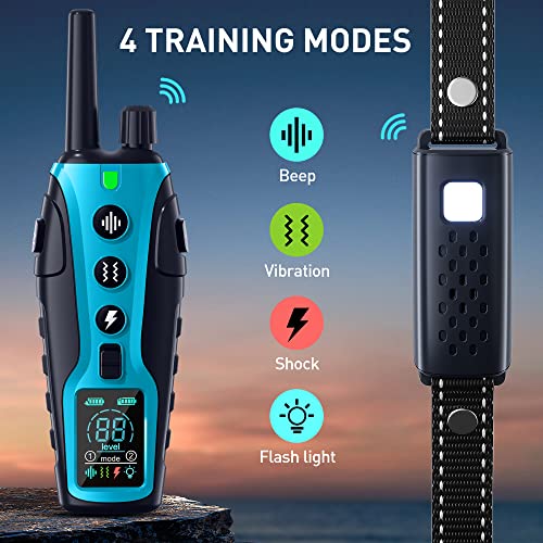 Dog Shock Collar With Flashing Light For Night Walks,4000Ft Dog Training Collar With Adjustable Pitch Beep(1-8), Vibration(1-16), Shock(1-99) And Keypad Lock, Shock Collar For Large Medium Small Dogs #TOP1