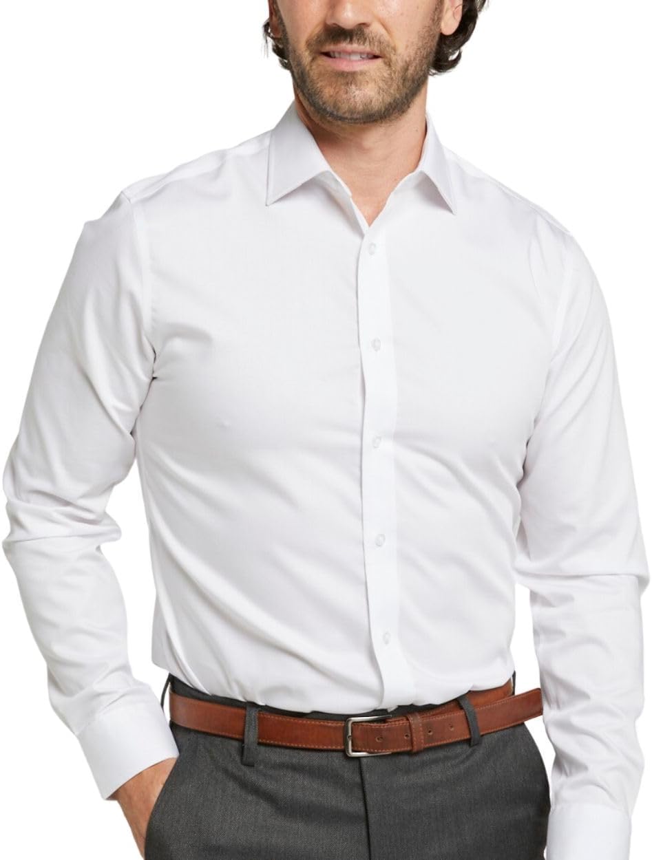 Men's Dress Shirt Long Sleeve Plain Formal Business Wedding Non Iron Shirt Slim or Regular Fit