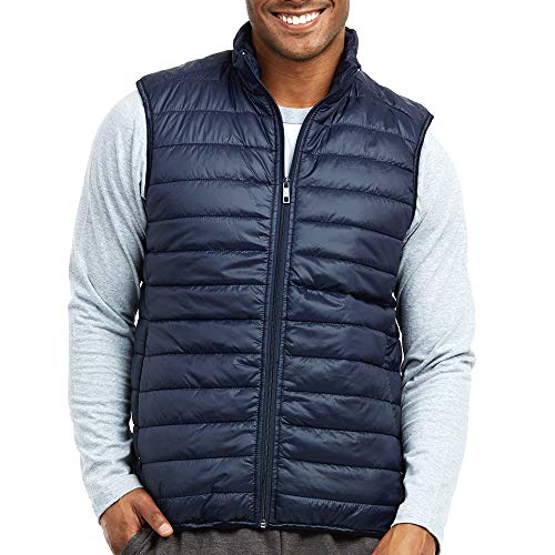 Men's Vest Lightweight Water-Resistant Bubble Puffer Zipper Winter Warm Navy XL3