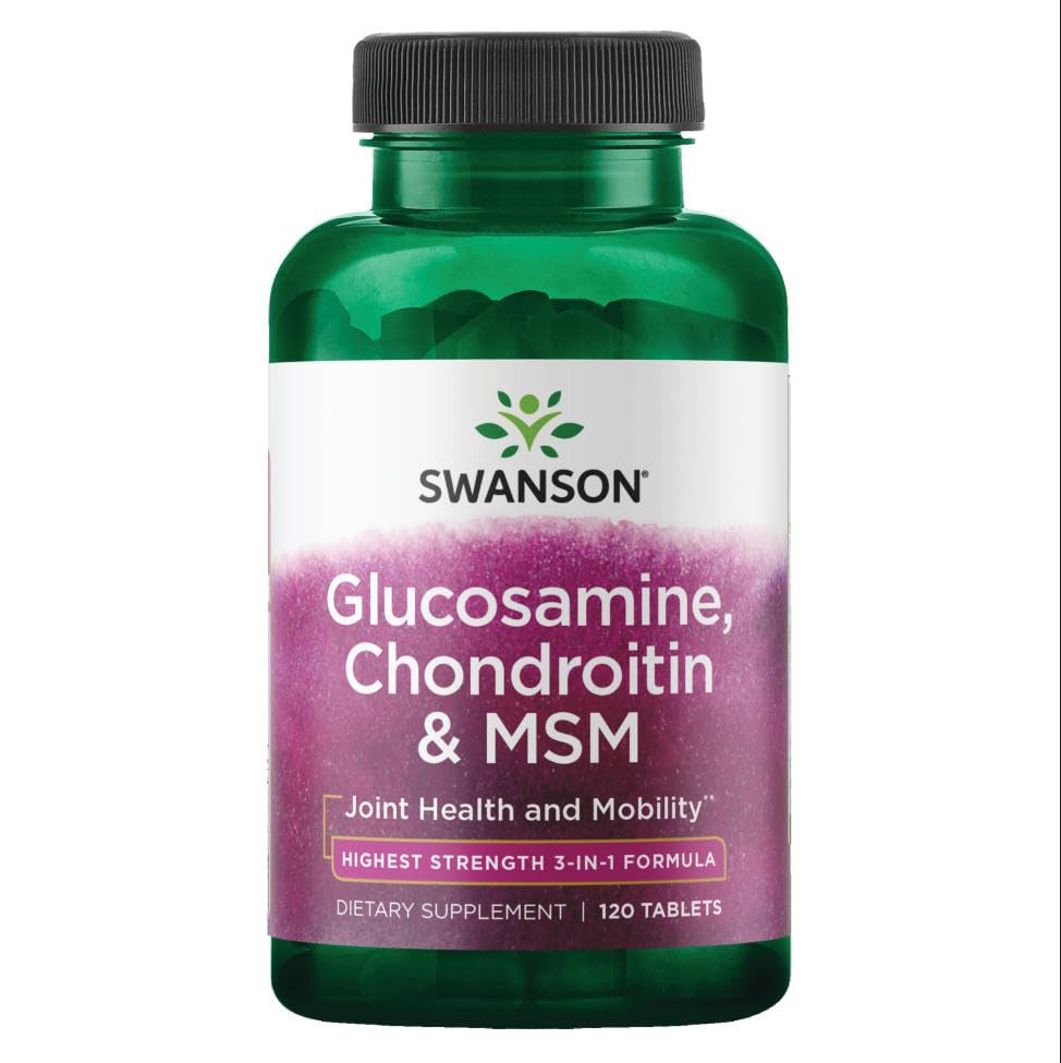 Swanson Glucosamine Chondroitin & Msm - Highest Strength 3-in-1 Formula 120 Tabs Support Joint Protect Cartilage Healthy Connective Tissue