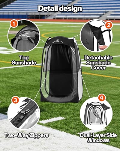 Sportneer Sports Tent: 1 Person Instant Shelter with Ultra Visibility for Cold Day - Lightweight Portable Pop Up Tent for Sports Event, Protection from Cold Wind and Rain, 37