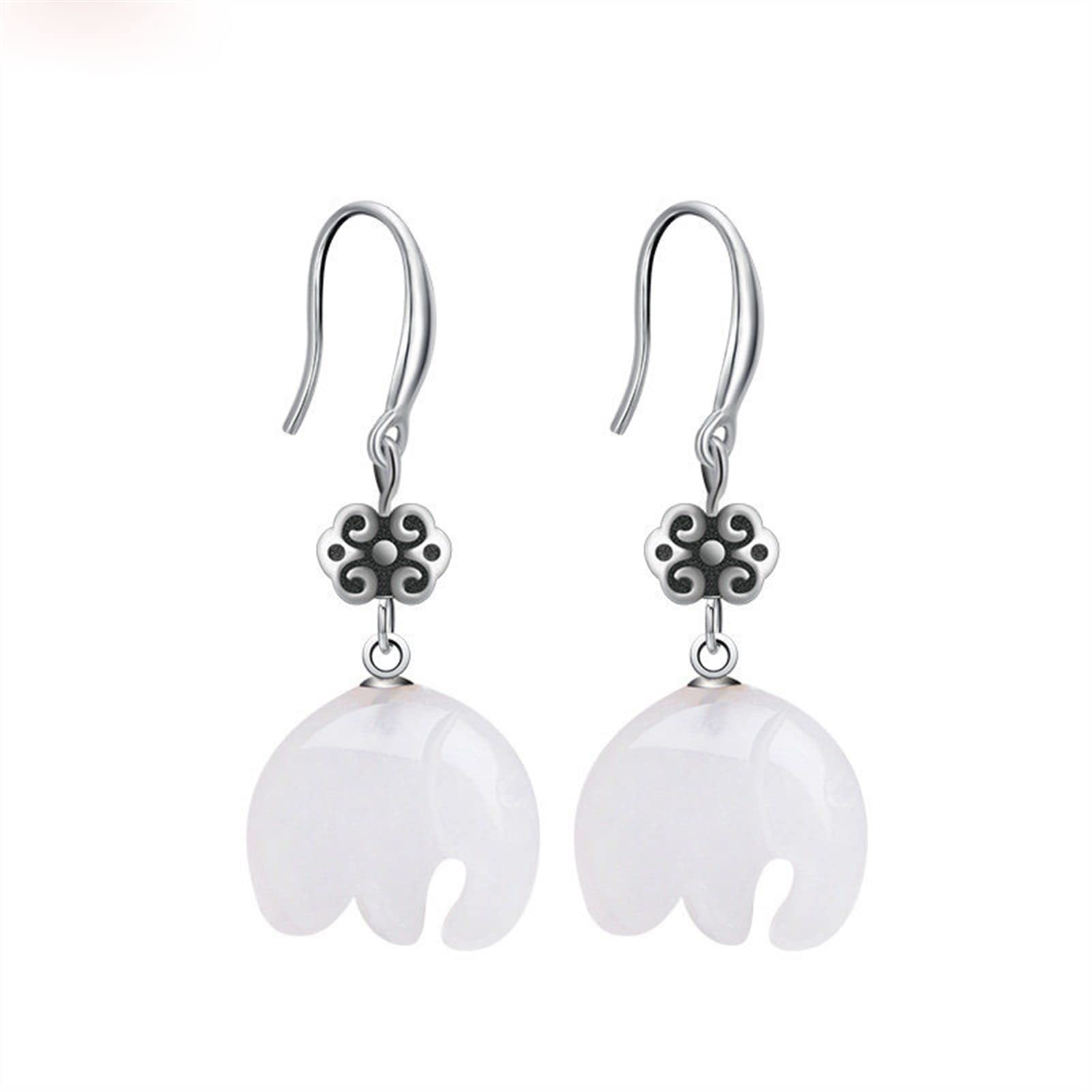 Pendientes de plata 925 hipoalergénicos con jade blanco que no pesan 7