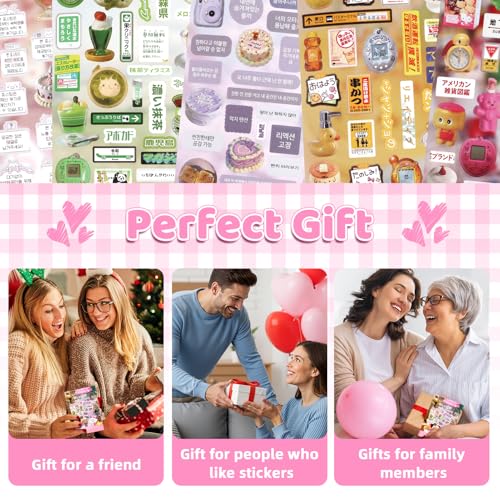Image of 1300Pcs Cute Scrapbook Stickers Travel Y2k Japanese Sticker Book for Adult Kawaii Korean Stickers for Journaling Laser Aesthetic Sticker Glitter Toploader Decor for DIY Card Art Crafts 45 Page Time