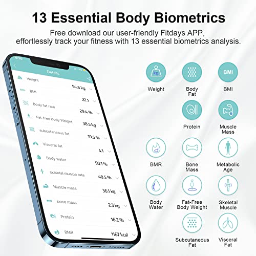 Bagail Smart Scale For Body Weight, Digital Bathroom Scale For Bmi Weighing Body Fat, Body Composition Monitor Health Analyzer With Smartphone App, 400Lbs/180Kg - Grey #TOP2