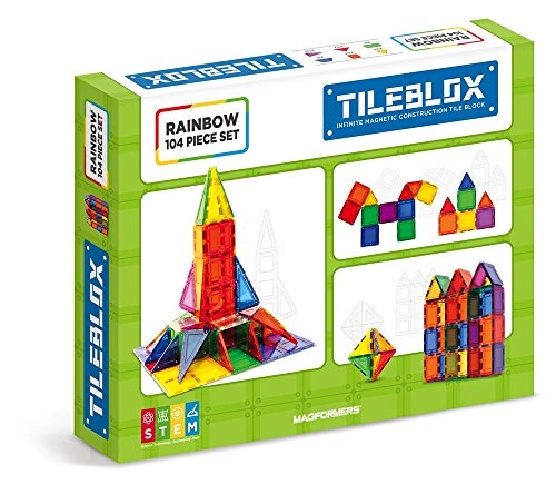 Tileblox Rainbow 104pc Set Magnetic Building Blocks, Educational Magnetic Tiles Kit , Magnetic Construction STEM Toy Set - Thumbnail 5