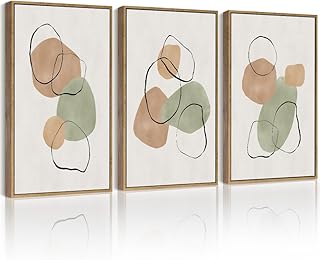 Drsoum Abstract Framed Wall Art Decor Colorful Geometric Ring Grid Lines...