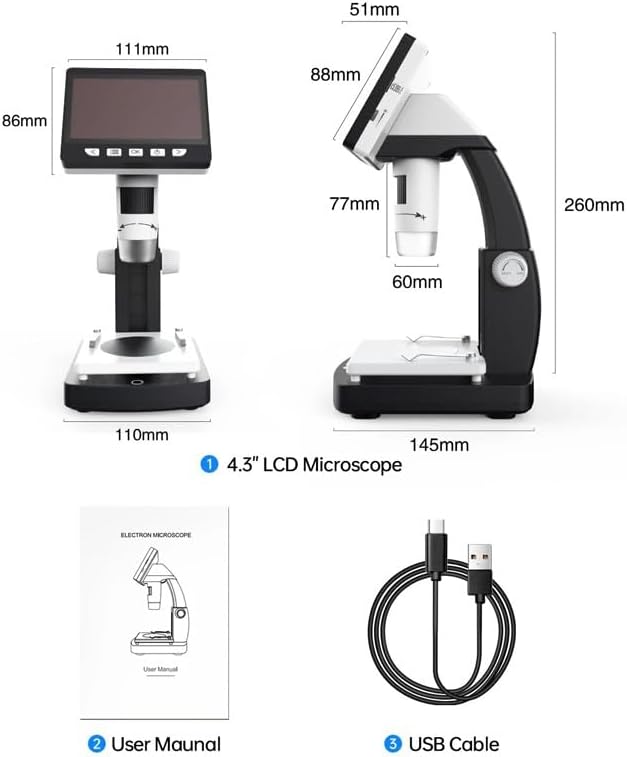 Vista 6 de LCD Digital Microscope Microscopio LED Lights USB Magnifier Soldering Repair Microscope