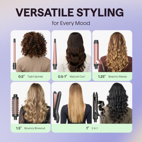 Image of Wavytalk 5 in 1 Curling Iron with Thermal Brush, Flat Iron, Style