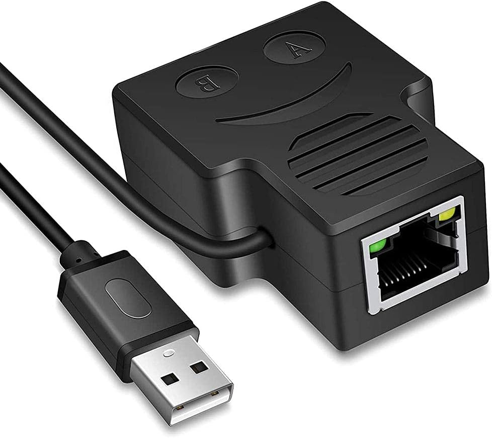 RJ45 Network 1 to 2 Port Ethernet Adapter Splitter, RJ45 1 Male to 2 Female LAN Ethernet Splitter Adapter Cable Suitable Super Cat5, Cat5e, Cat6, Cat7 LAN Ethernet Socket Connector Adapter