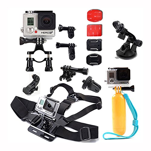 iBroz® - GoPro® Pack Support Genius pour Casque, Poitrine, Velo, Moto, Auto, Surf à voile, Plongée, Piscine, Ski, Equitation... Pour GoPro® Hero 5, 4, 3+, 3, 2, 1 - Nilox F60 EVO - Xpro2 Tectectec, Proline, SJ Cam, PNJ, et autres Sports Cam