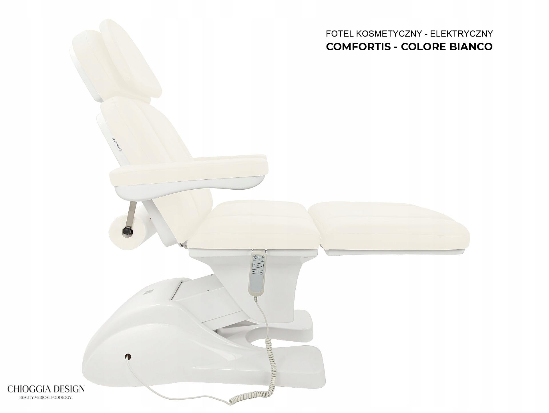 CHIOGGIA DESIGN Fotel Kosmetyczny Elektryczny 3 silniki Biały COMFORTIS