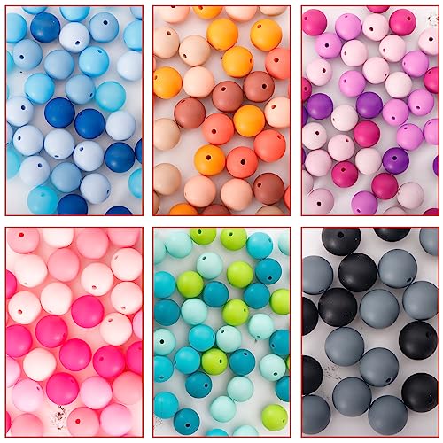 Keyzone 712PCS 15mm Silicone Beads for Keychain Making, Multiple Styles and Shapes Silicone Beads Bulk Kit Rubber Beads for Jewelry Making, DIY Keychain Accessories Silicone Beads - Thumbnail 3