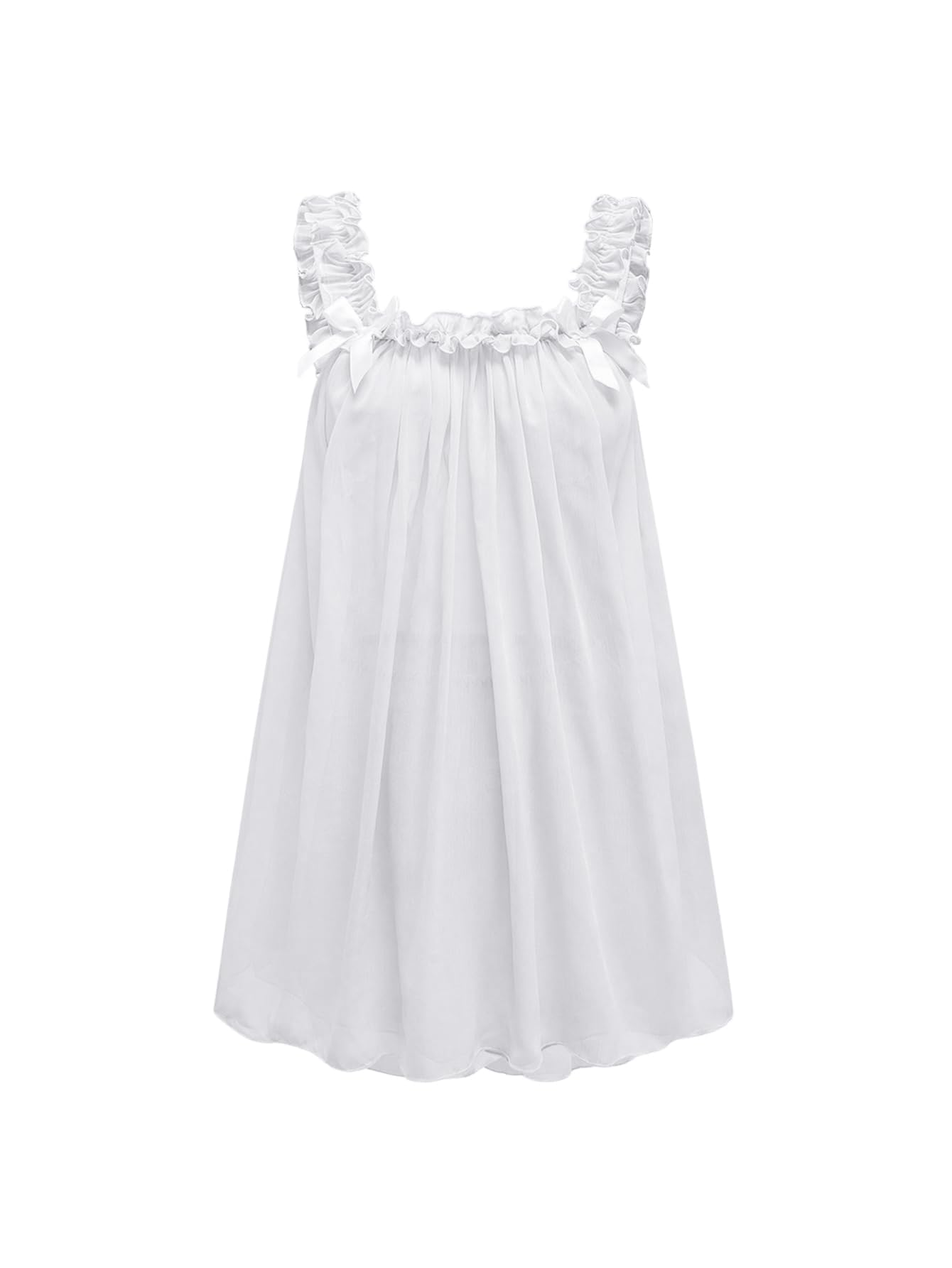 MakeMeChic Women's 2 Piece Sexy Lingerie Dress Set Bow Babydoll Nightgown