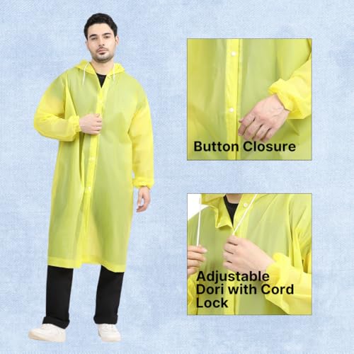Image of Citizen Eco-Friendly EVA Poncho Raincoat for Men & Women, Lightweight Waterproof Coat with Hood, Adjustable Drawstring, Button Closure & Easy Carry Pouch, Reusable & Durable Outdoor Rainwear