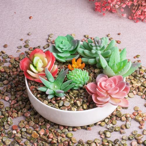 Image of Polished Unakite Crystal Chips 200 Pcs - 0.3 inch 10 oz Tumbled Stone Chips Crushed Sea Glass Stones Healing Reiki Crystal Making Home Decoration
