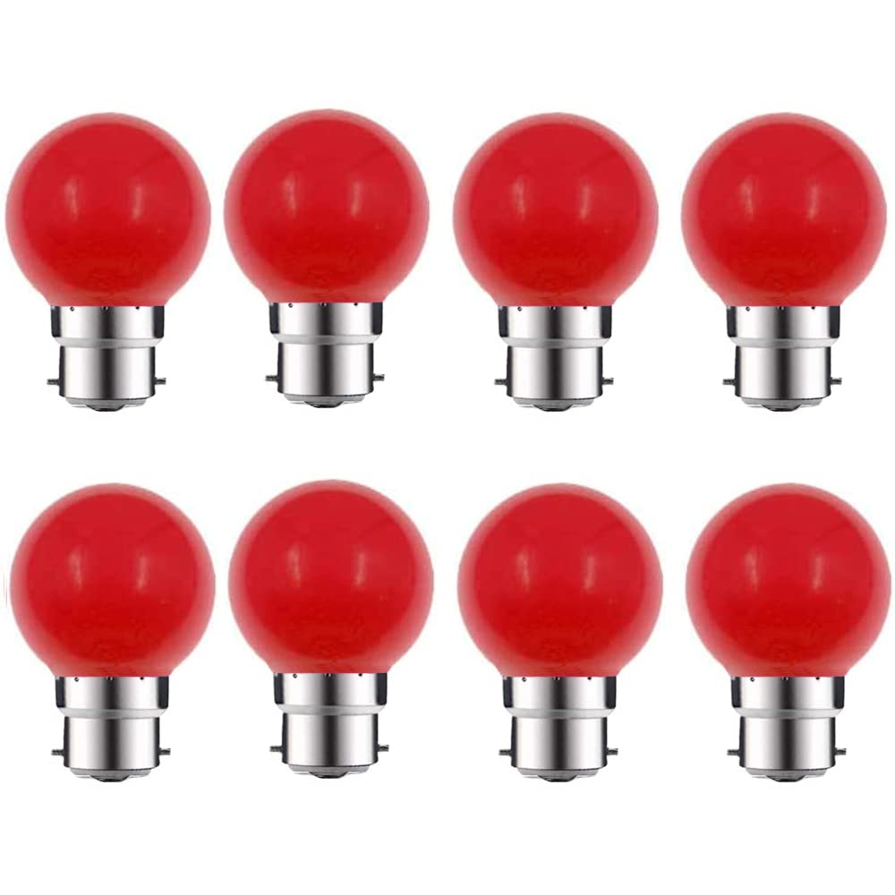ZFQ 8 Pack B22 Bayonet Colored LED Light Bulbs 2W G45 Golf Ball Mini Globe Bulb Lighting Bulbs,Red for Outdoor Indoor String Patio Garden Party Christmas