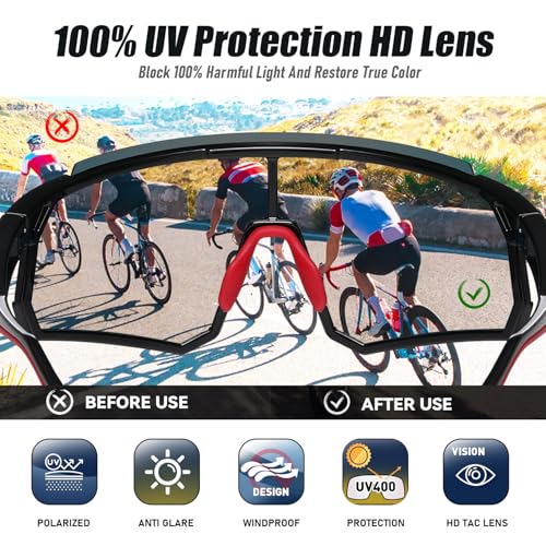 Image of DUCO Cycling Glasses for Men Women: Polarized Sports Sunglasses UV400 Protection for Baseball Running Fishing DC0048