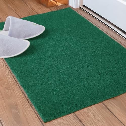 Image of Encasa XO Coir Door Mat for Home Entrance, Anti Slip PVC Back Green