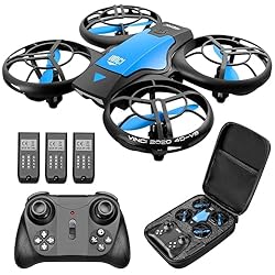4DRC V8 Mini Drone para Niños, RC Helicopter Quadc...: 【Control inteligente】 el 4DV8 se puede activar con un solo movimiento, y el dron se puede mover hacia arriba y hacia abajo o hacia la izquierda y hacia la derecha con la mano; o simplemente use el controlador para volar en todas las direcciones y cam...