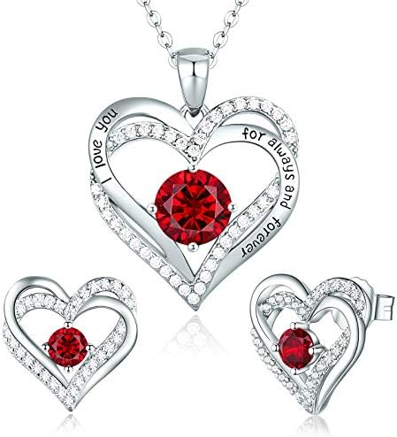 CDE Jewellery Sets for Women 925 Sterling Silver Heart Necklace and Earrings Sets Anniversary Birthday Jewelry Gifts for Her Women