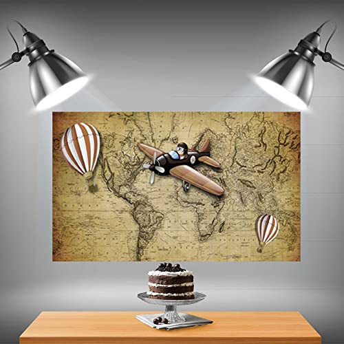 Painel Estampado em tecido Festa Aviador Volta ao Mundo (1,50m x 1m altura)