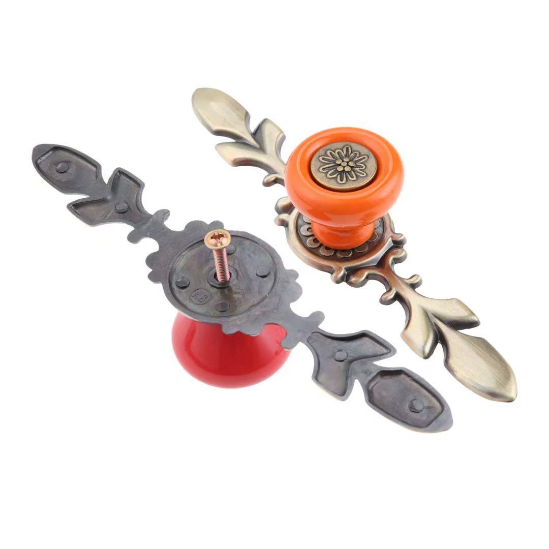 Amazon | ヴィンテージ風セラミックノブ 6個 レトロ キャビネット ドア