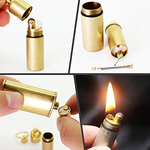 Ppfish Mini Brass Lighter - Edc Peanut Lighter Keychain - Waterproof Fire Starter Especially For Survival And Emergency Use #TOP4
