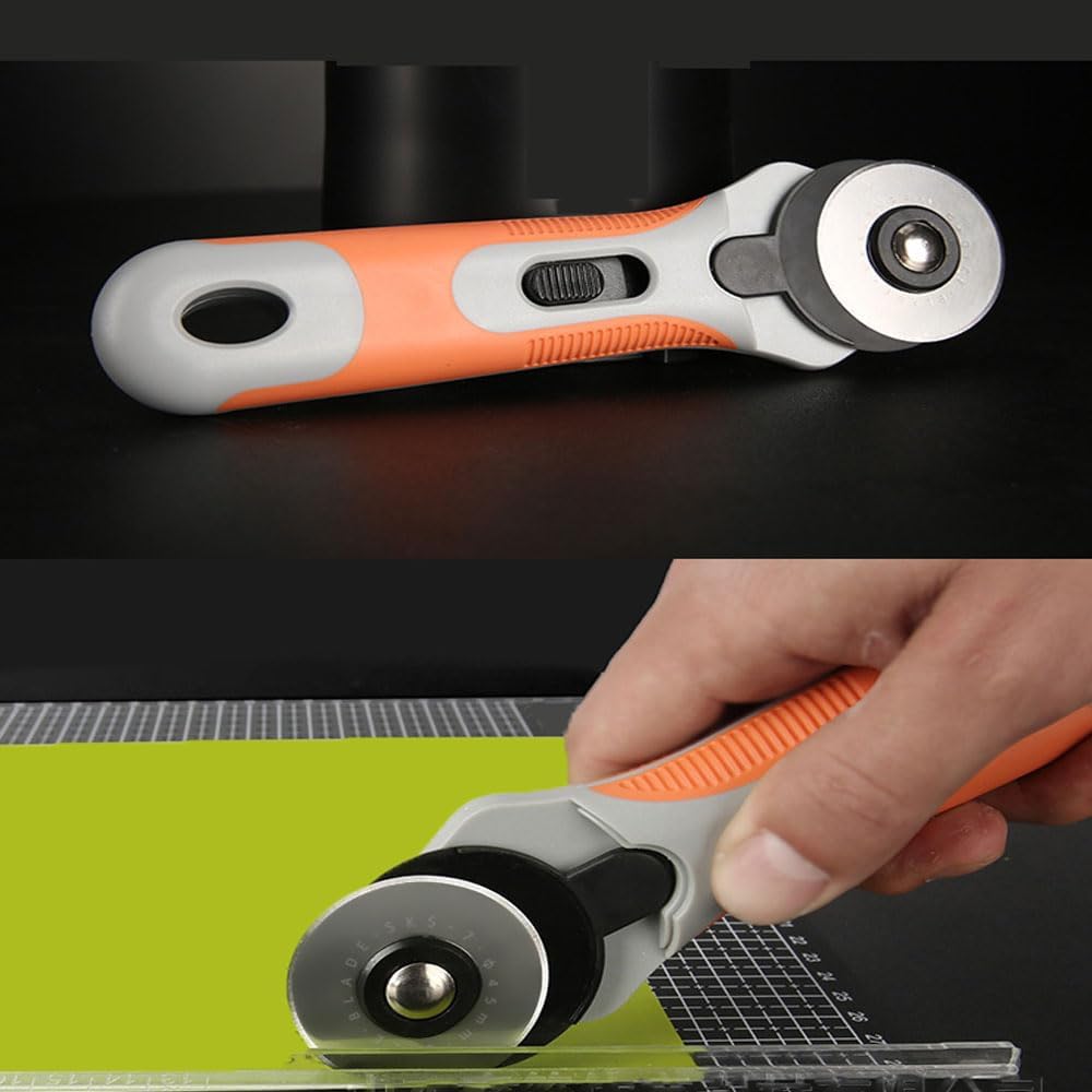 45mm/1.8in Quick-Change Rotary Cutter - Rotary Fabric Cutter Blade Cover for Quilting, Sewing, Crafts, Scrapbooking, Fabric Cutter Wheel, Rotary Cutter Blade, Mat Cutter, Craft Cutting Tool