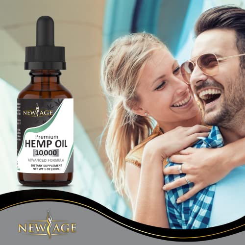 10,000 Hemp Oil - 2 Pack - Grown & Made in USA - Natural Hemp Drops by New Age
