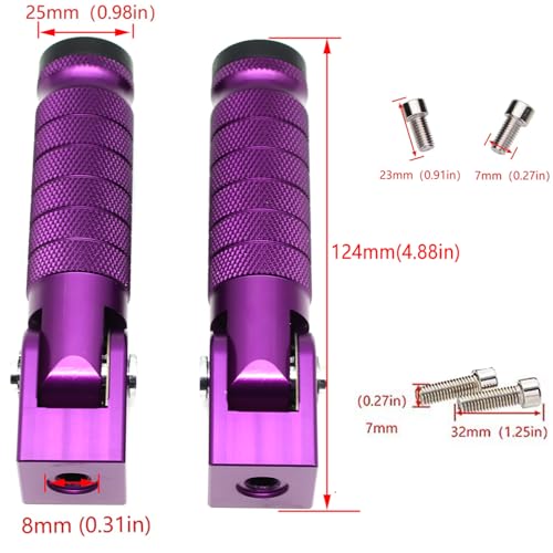 Image of Purple Motorcycle Bicycle Folding Foot Pegs 90 Degree Foldable Electric Motorbike Ebike For Super73 S2 /ZX /RX /R /S Passenger Footrests Rearsets Rear Set Footpegs foot Rest Pedals M8 Install Bolts