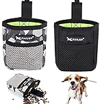 Lanjue 2 Pieces Small Dog Treat Bags, Black and Camouflage Color Dog Treat Pouch with Waist Belt Clip 600D Oxford Cloth Dog Walking Bag Treat Pouch for Dog Training