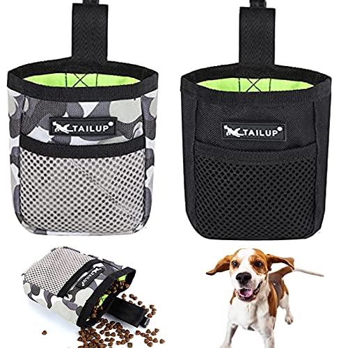 Lanjue 2 Pack Dog Treat Pouch with Belt Clip Black & Camouflage