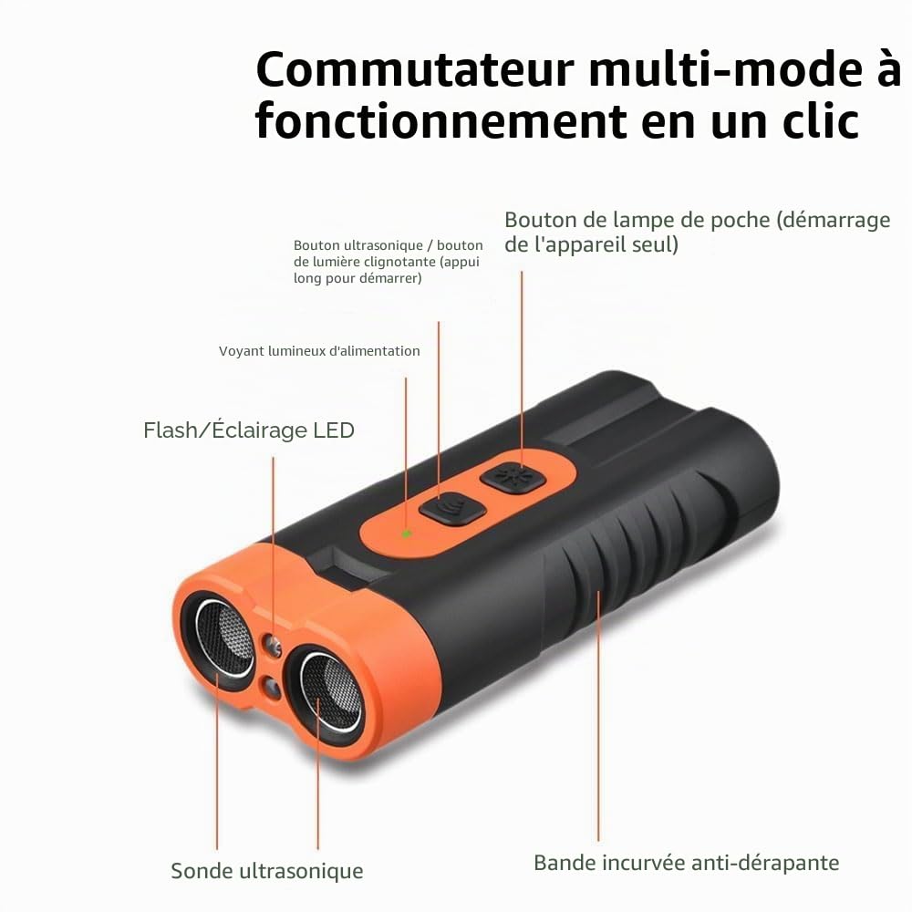 Dispositif anti-aboiement pour chiens - Rechargeable avec LED clignotante - Pour intérieur et extérieur - Pour chiens de petite, moyenne et grande taille