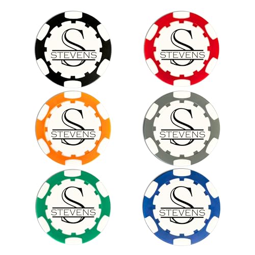 Personalized Golf Ball Marker Poker Chips | 6 Pack | Golf Marker Mens Gifts | Monogrammed Golf Gifts | Funny Golf Accessories For Men | Womens Golf Accessories