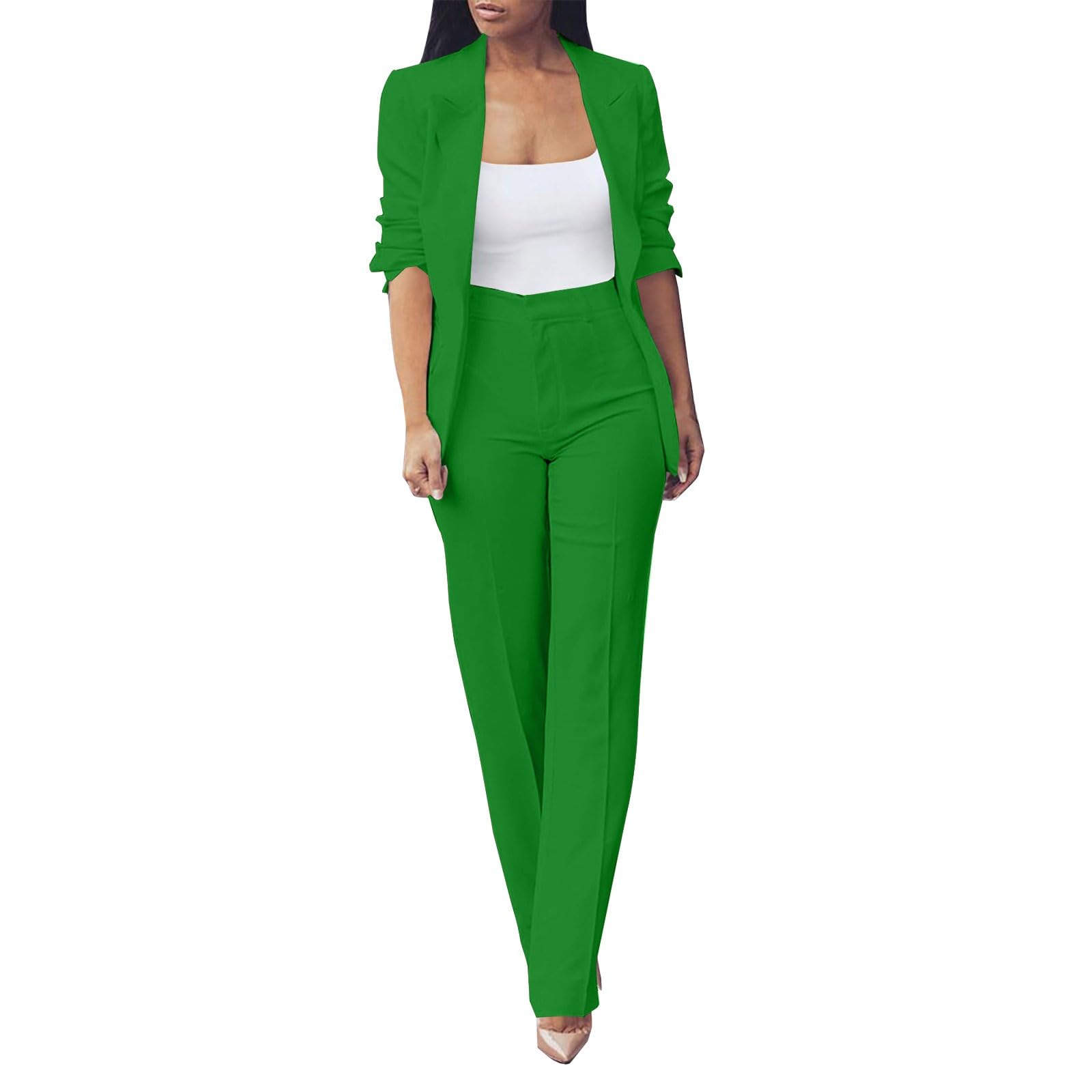 Conjunto de mujer elegante y elegante curvo, chaqueta formal para negocios, ligera, pantalones y chaqueta de manga larga, traje de oficina, ropa de trabajo, chaquetas de vestir