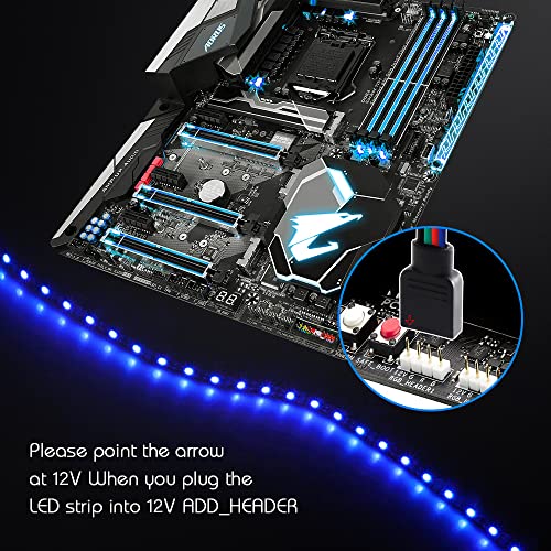 Vrabocry Led Rgb Pc Light Strip 1Pcs 19.7In Rgb Led Strip For 12V 4-Pin Rgb Led Headers For Asus Aura Sync, Gigabyte Rgb Fusion, Msi Mystic Light, Asrock Rgb #TOP4