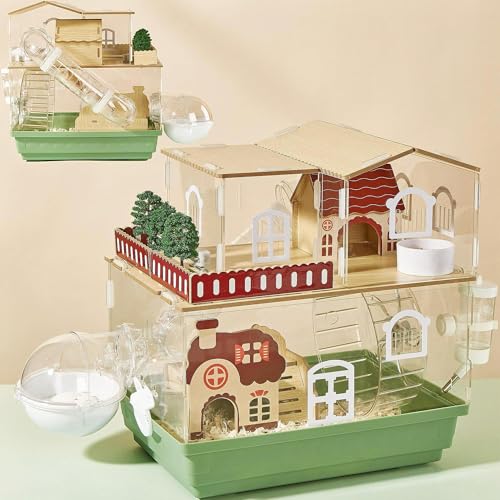 12 in 1 Clear Acrylic Hamster Cage with All Accessories,13.5''L* 10''W* 15''H Dwarf Hamster...