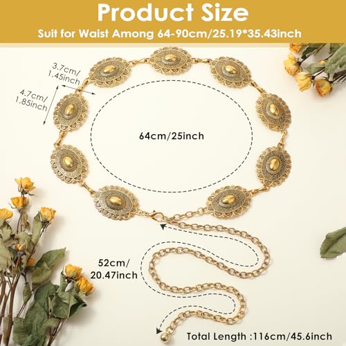 Giantree Western Chain Belt for Women, Silver Concho Link Chain Western Cowgirl Belts for Jeans Dresses4