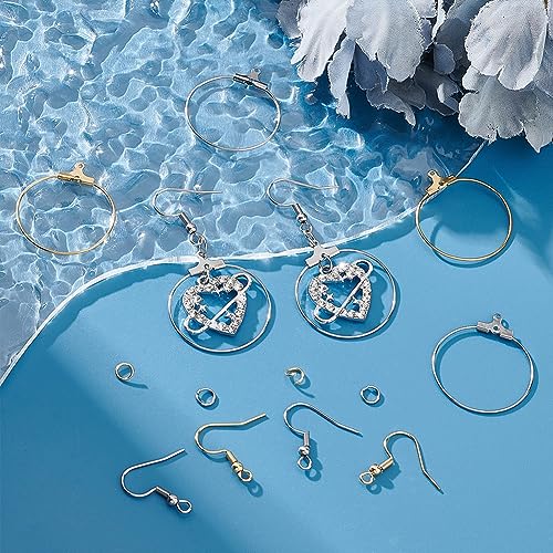 UNICRAFTALE 2 Colors Earring Making Finding Kit 24 Pcs Hoop Earrings 40 Pcs Earring Hooks Stainless Steel Wire Ring Pendant Earrings with 80Pcs Jump Rings for Jewelry Making - Image 2