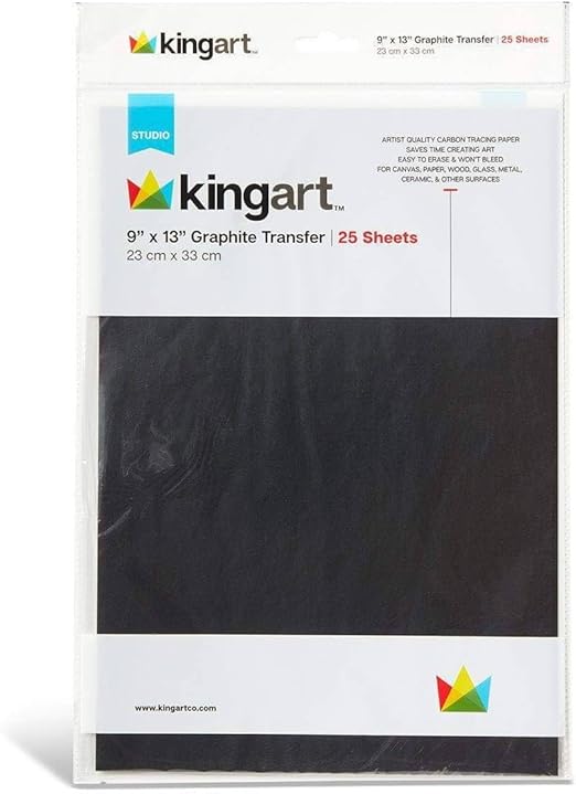 KINGART™ Graphite Transfer Paper, 9" X 13", 25 Sheets, Waxed Carbon Paper for Tracing