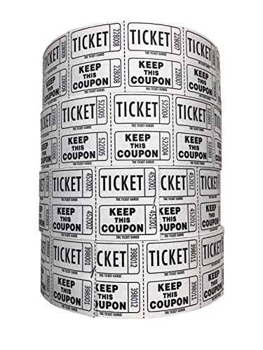 Tickets de tombola 50/50 Ticket Guru en rouleaux blancs pour tirage au sort
