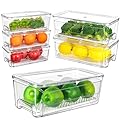 Imncya 6 Pack Stackable Pull-Out Fridge Organizer Drawers, Clear Refrigerator Drawer with Lids, Fridge Stackable Storage Drawers for Veggies, Fruits, Food Storage and Organizer