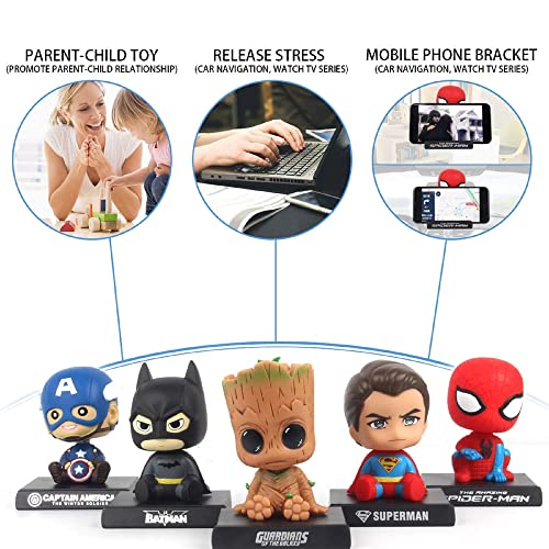 Image of AUGEN Super Hero Spider Action Man Figure Limited Edition Bobblehead with Mobile Holder for Car Dashboard, Office Desk & Study Table (Pack of 1)